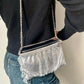 Bolso vintage de metal plateado con píxeles reutilizados de Paco Rabanne: bandolera y bolso de hombro