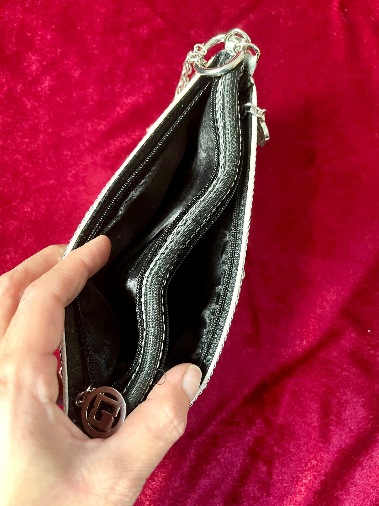 Bolso vintage de metal plateado con píxeles reutilizados de Paco Rabanne: bandolera y bolso de hombro