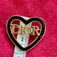 Vintage Black Enamel Dior Heart Brooch