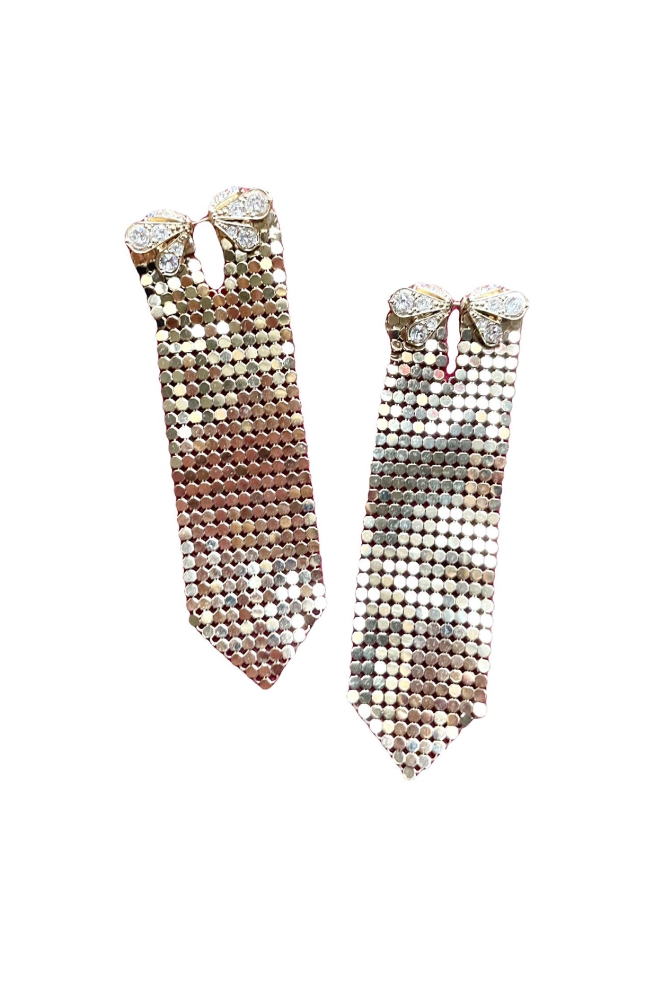 Boucles d'oreilles Paco Rabanne en strass pixel doré rares