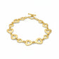 Gold heart-shaped bracelet on a white background