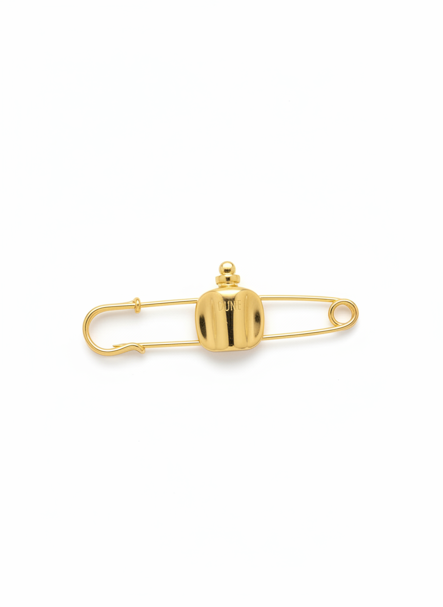 Rare Christian Dior Dune brooch vintage pin design, gold plated 18KG on a white background 