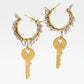 Boucles d'oreilles créoles modifiées Vintage Saint Laurent Golden Keys