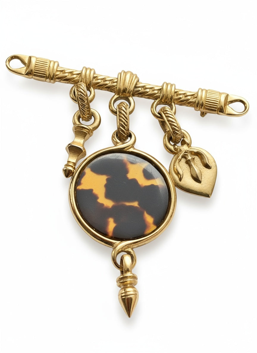 Authentic Yves Saint Laurent Vintage Leopard Charms Brooch Rare Collector’s Piece