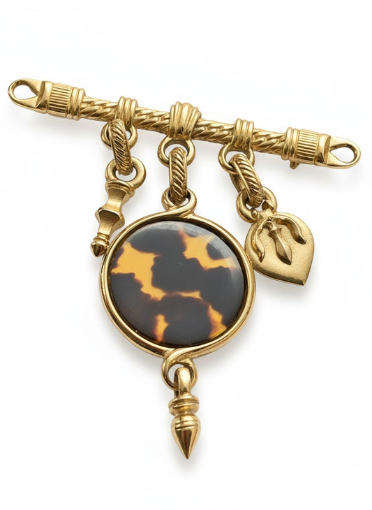 Authentic Yves Saint Laurent Vintage Leopard Charms Brooch Rare Collector’s Piece