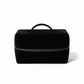 Black toiletry bag on a white background