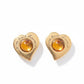 Yves Saint Laurent vintage gold heart earrings with champagne resin stone - clip-on style"