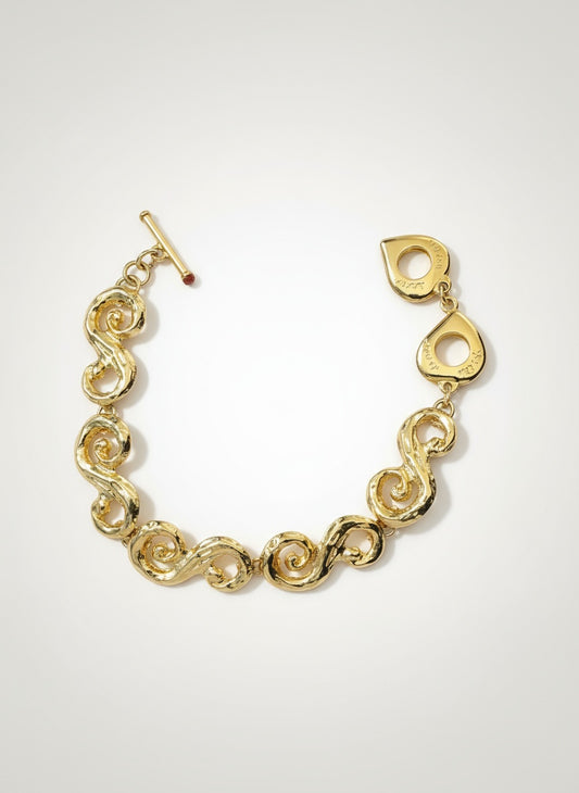 Spiral Bracelet Gold Tone Yves Saint Laurent Vintage Jewelry