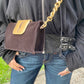 Brown velvet YSL clutch bag