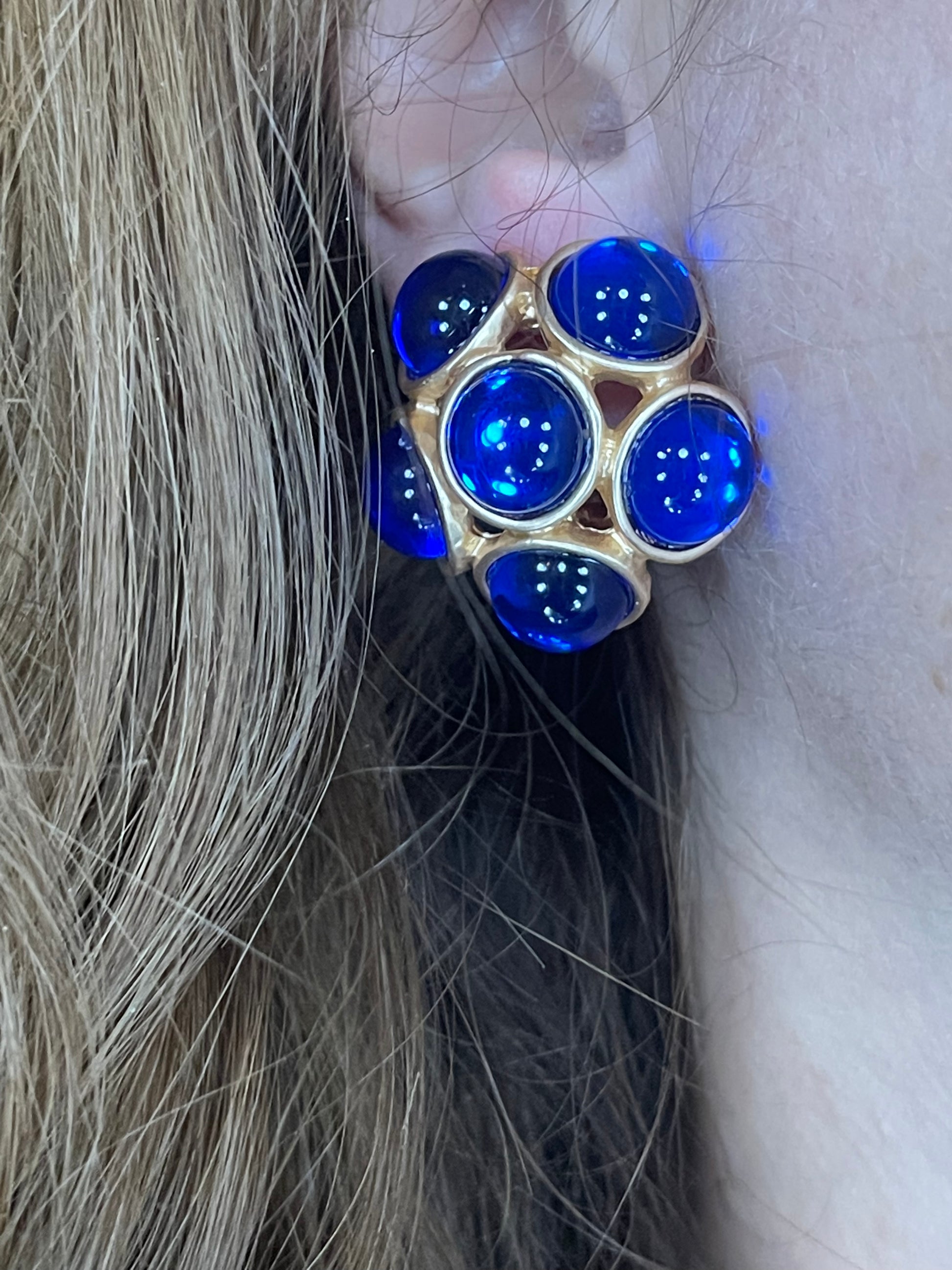 Blue Ysl Earrings Vtg YVES SAINT LAURENT YSL Blue Silver Bakelite