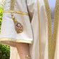Abaya faite à la main beige et dorée