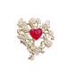 Metal Heart Red Color Brooch Art Nouveau