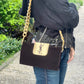 Brown velvet YSL clutch bag