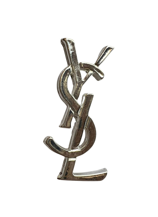 Silver Tone Authentic YSL Unisex Metal Pin Daily Use