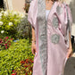 Pink & Silver Embroidered Handmade Abaya