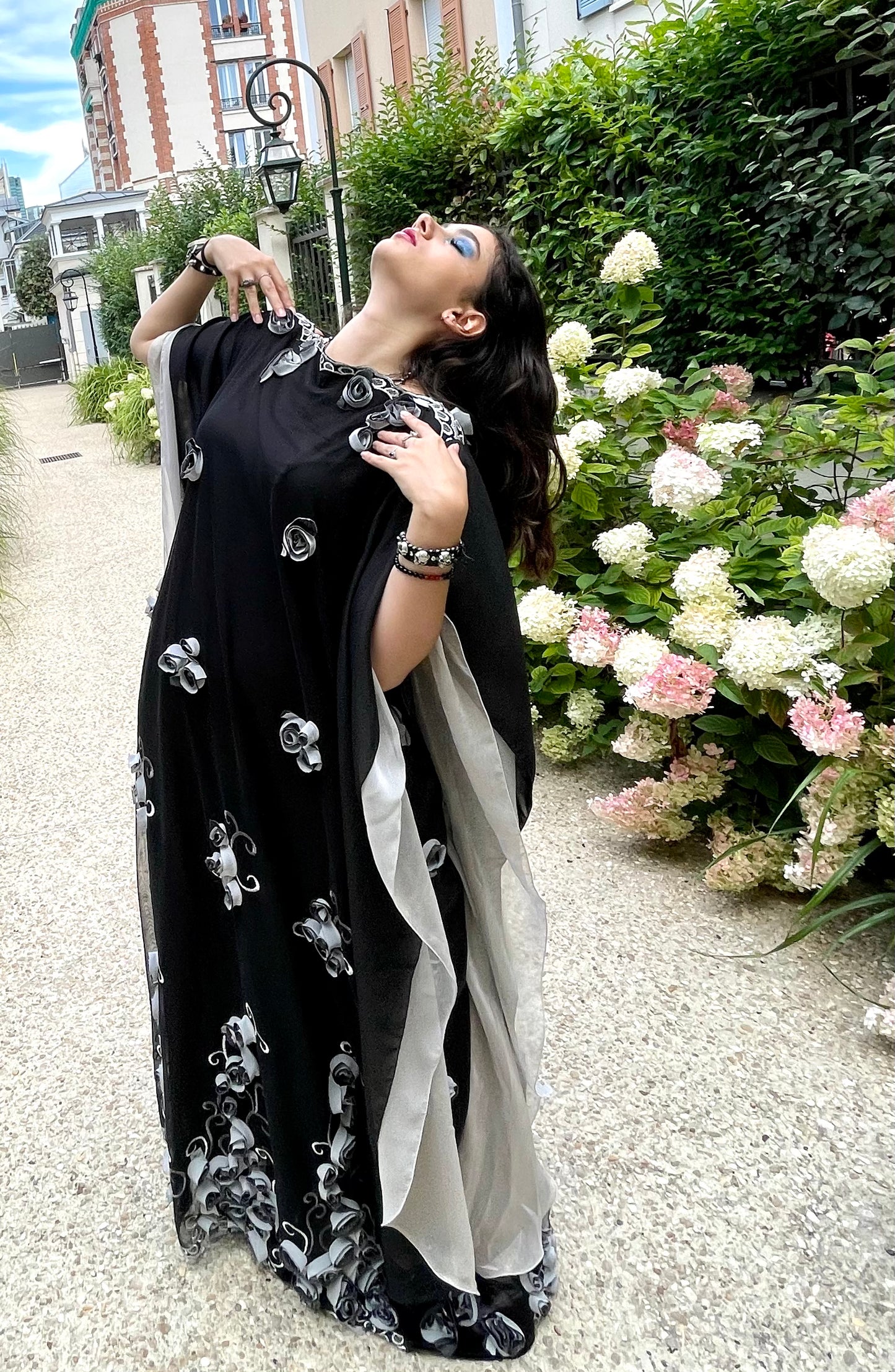 Handmade Black & White Abaya Dress