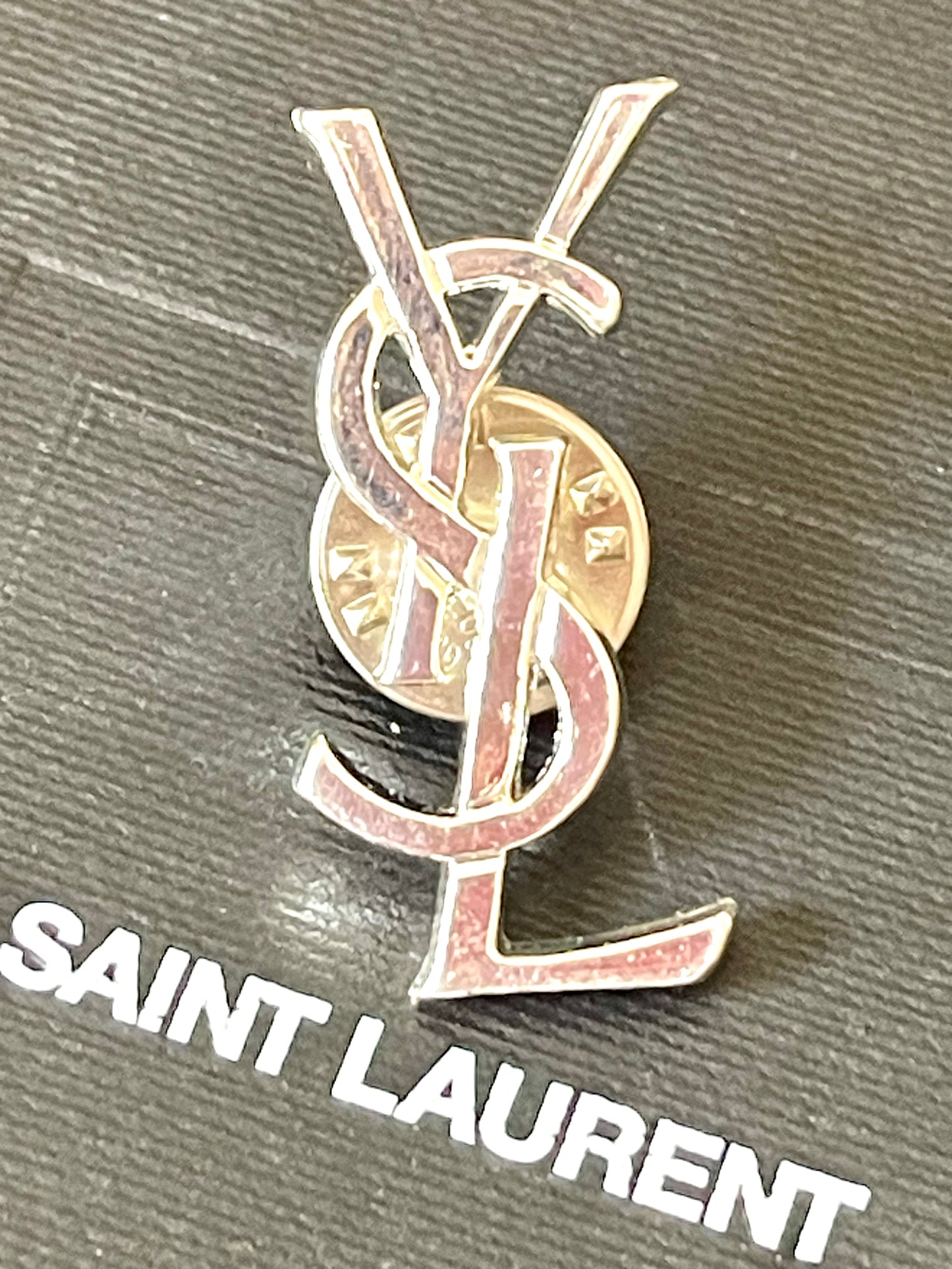 Silver Tone Authentic YSL Unisex Metal Pin Daily Use