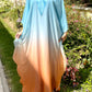 Vestido Abaya hecho a mano de gasa azul y naranja