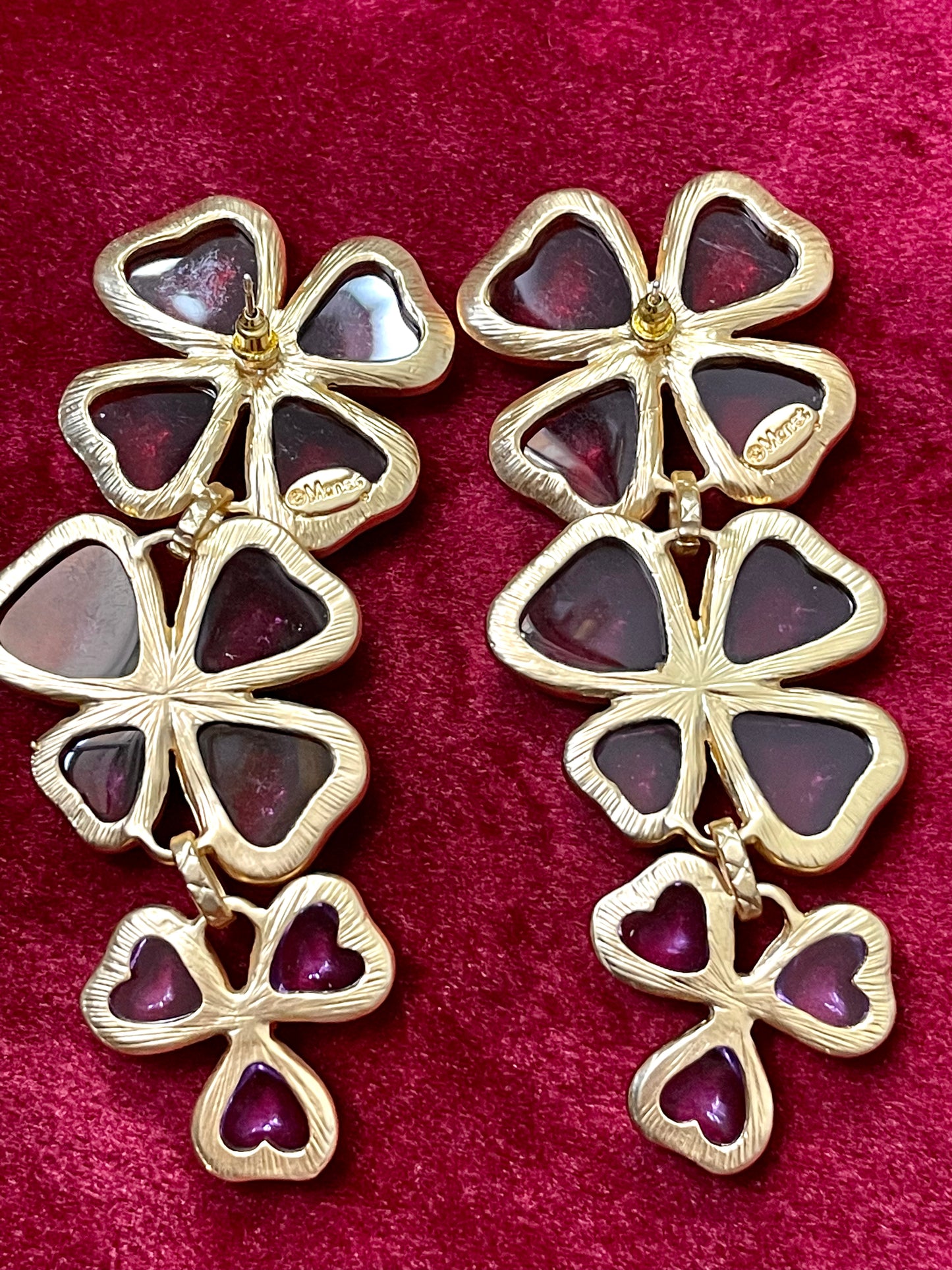 Boucles d'oreilles Trèfle et épingle YSL française émaillée