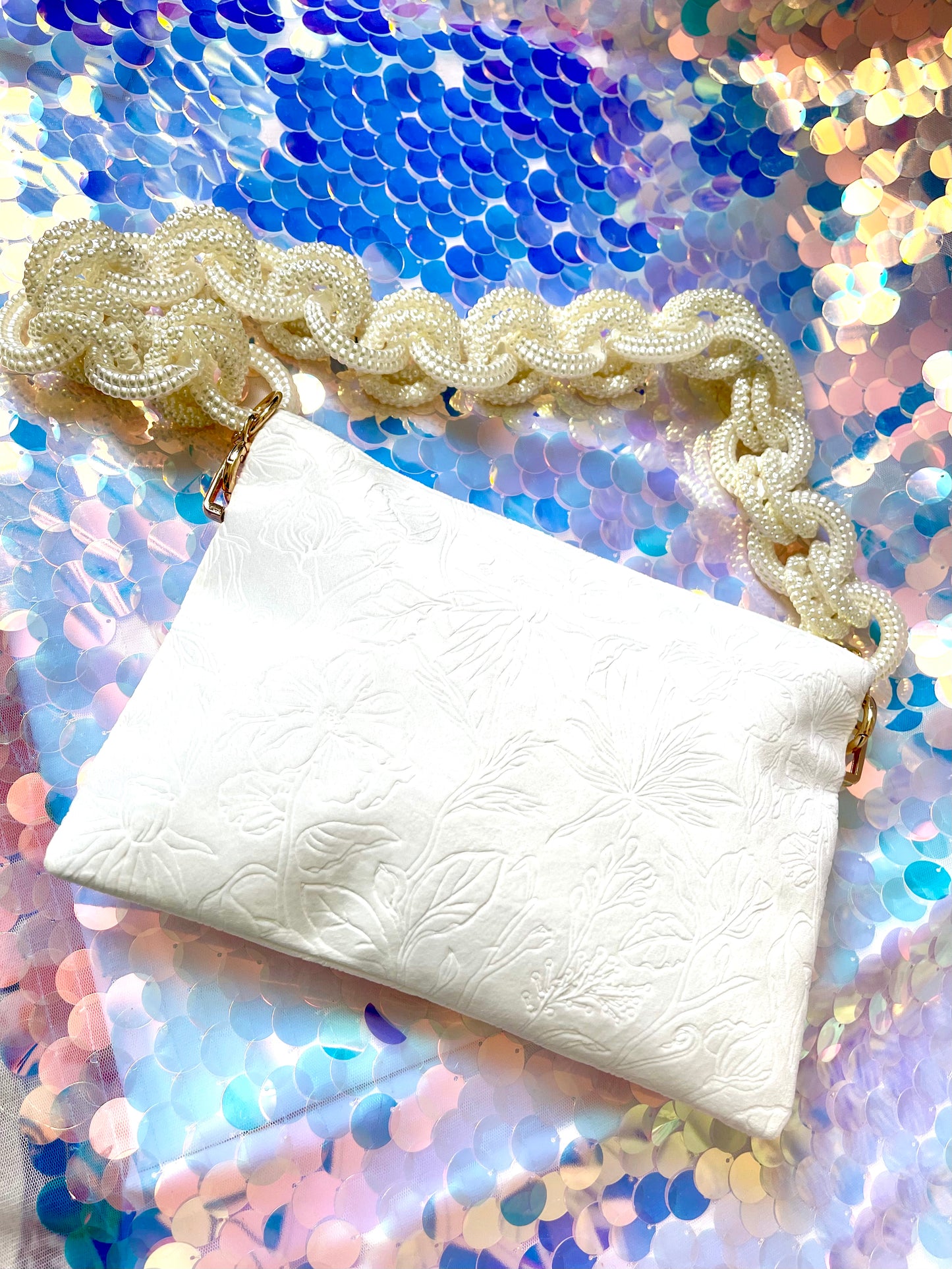 White Velvet Customized Dior Pouch