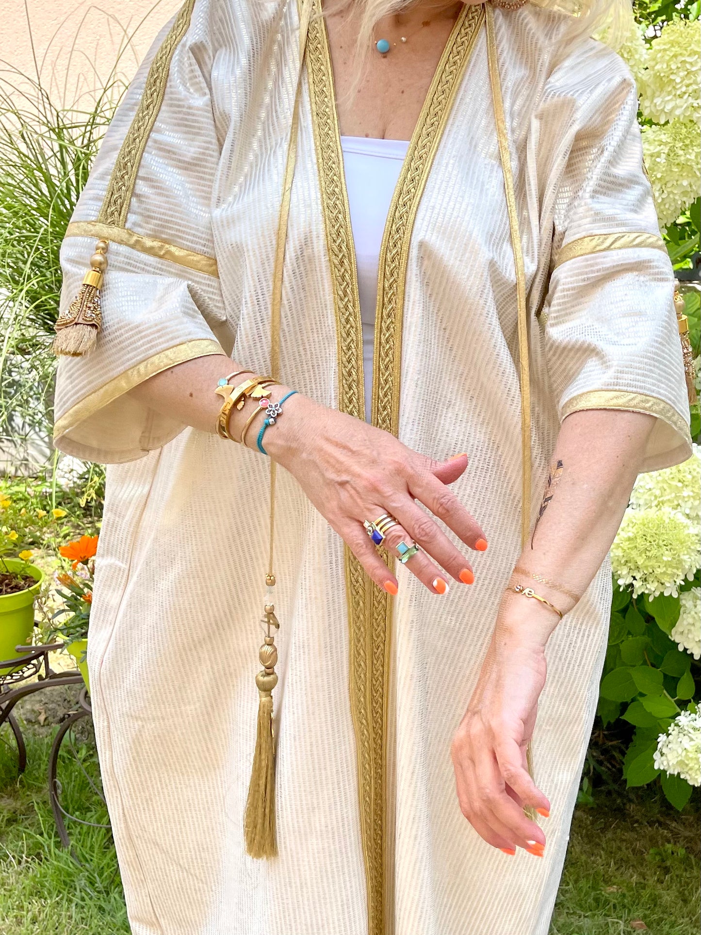 Beige & Gold  Handmade Abaya