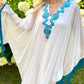 Handmade White & Blue Chiffon Abaya Dress