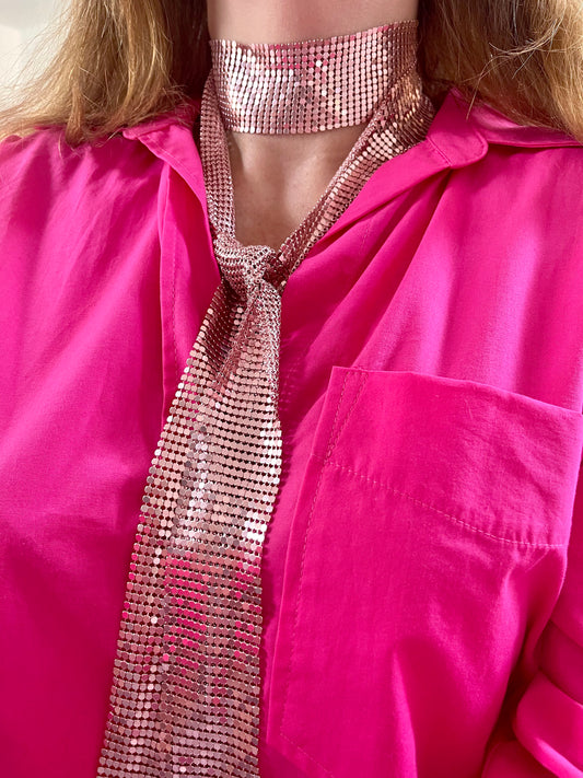 Collier Foulard Pixel Métal Rose