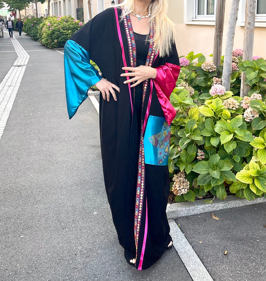 Handmade Black & Multi Colored Abaya