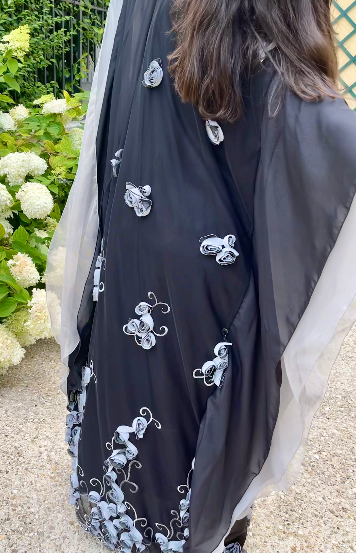 Handmade Black & White Abaya Dress