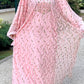 Robe abaya en dentelle de couleur rose clair faite à la main