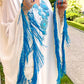 Handmade White & Blue Chiffon Abaya Dress