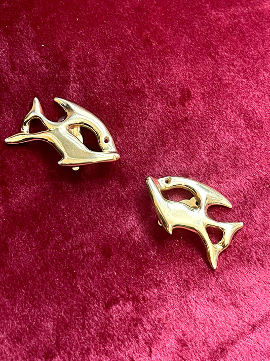 Fish Design Yves Saint Laurent vintage Boucles d’oreilles authentiques