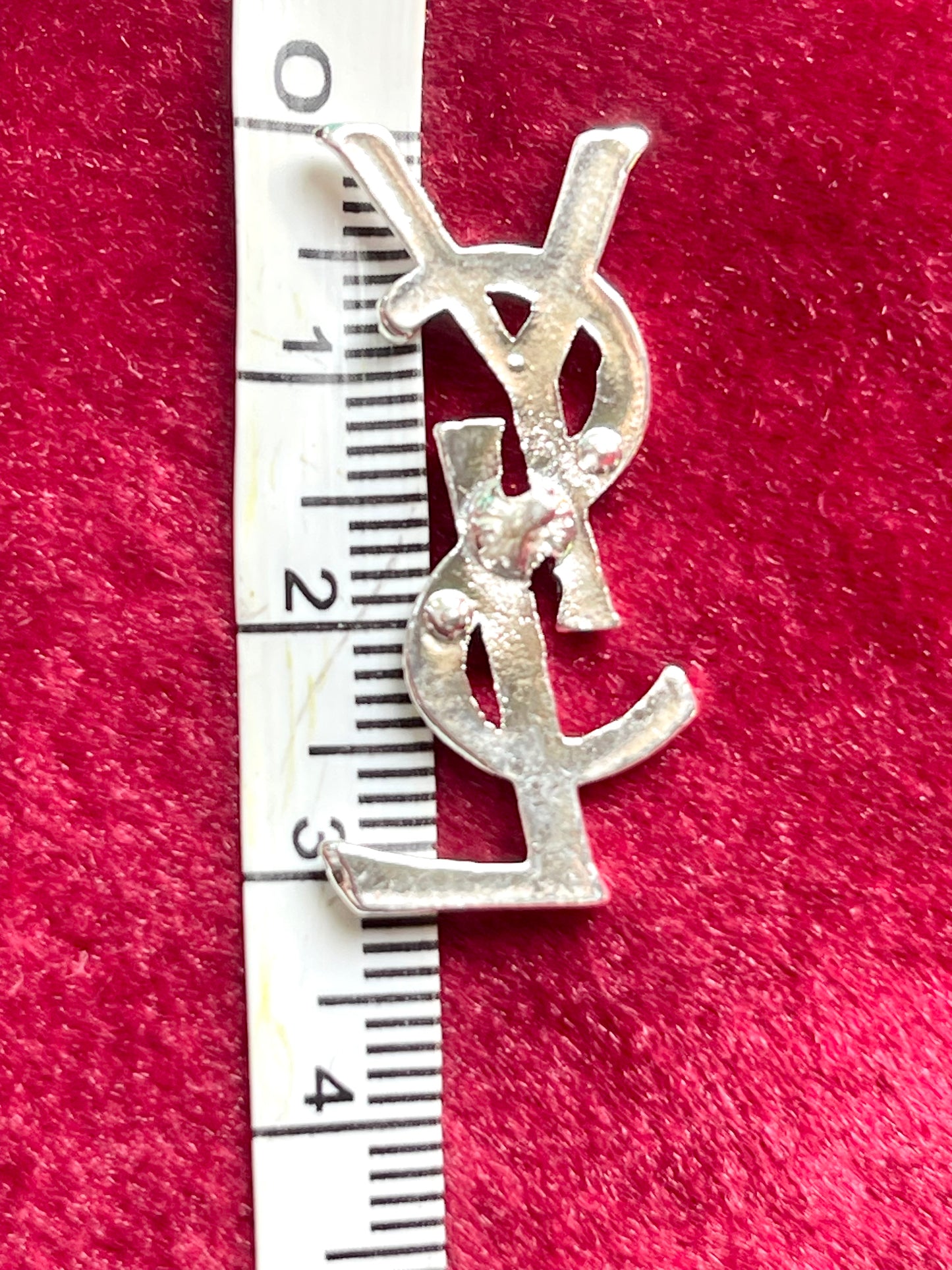 Silver Tone Authentic YSL Unisex Metal Pin Daily Use