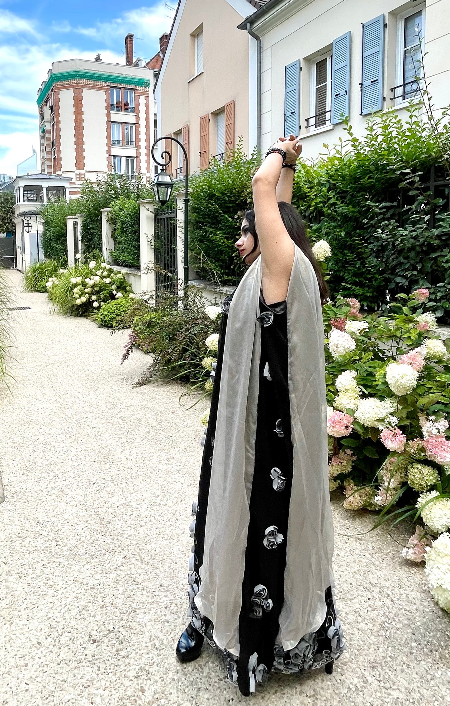 Handmade Black & White Abaya Dress