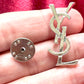 Silver Tone Authentic YSL Unisex Metal Pin Daily Use