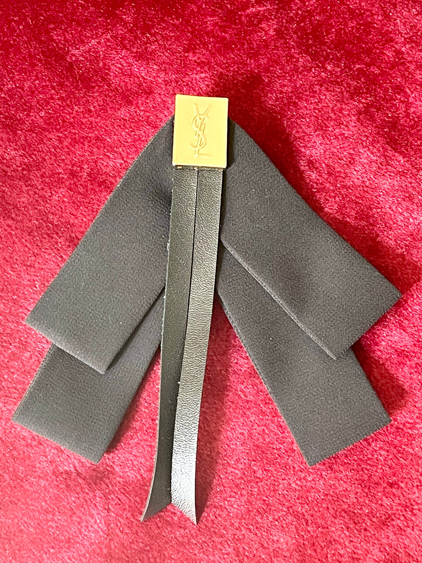 Yves Saint Laurent Black Fabric Bow Style Pin