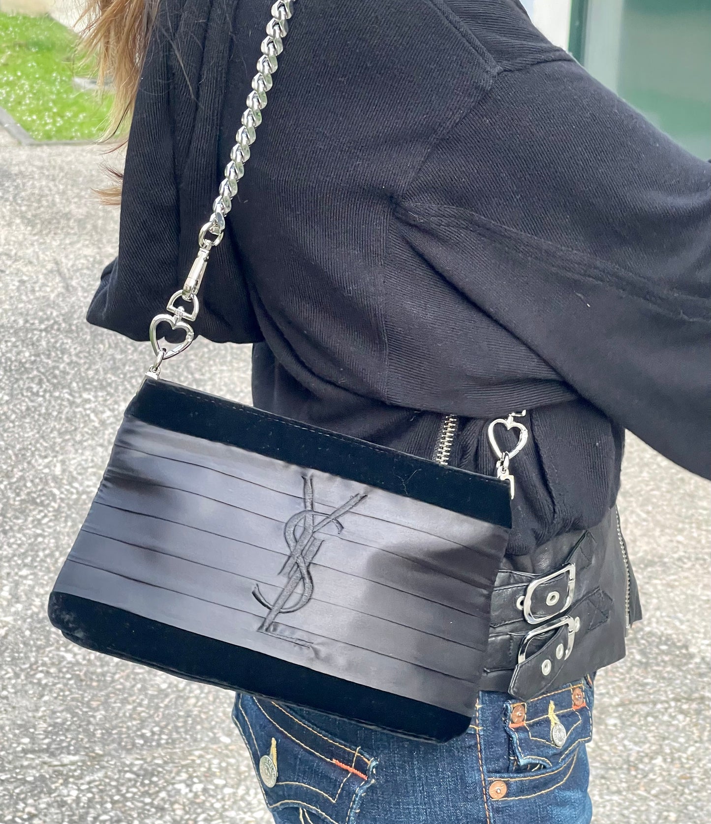 Black Satin Velvet Yves Saint Laurent Bag