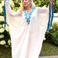 Handmade White & Blue Chiffon Abaya Dress