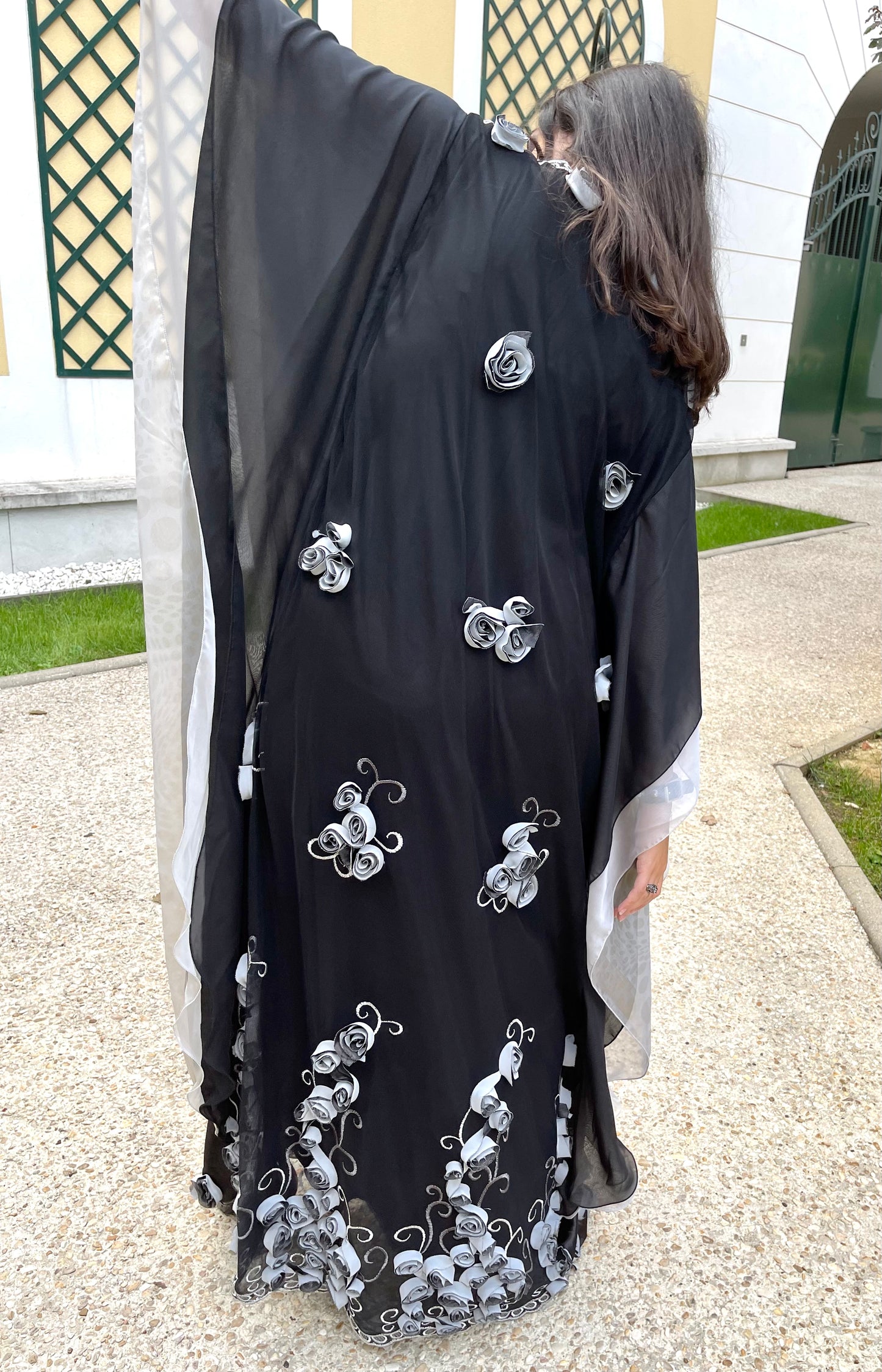 Handmade Black & White Abaya Dress