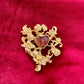 Art Nouveau Metal Heart  Purple Brown Color Brooch