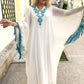 Handmade White & Blue Chiffon Abaya Dress