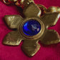 Rare Authentic Vintage Gold Flower Blue Rhinestone Yves Saint Laurent Brooch Pendant