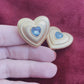 Boucles d'Oreilles Coeur Or Strass Coeur Bleu