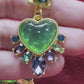 Strong Green Heart Resin Metal Earrings