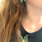 Vintage 80’s style YSL jewelry set earrings brooch green butterfly 