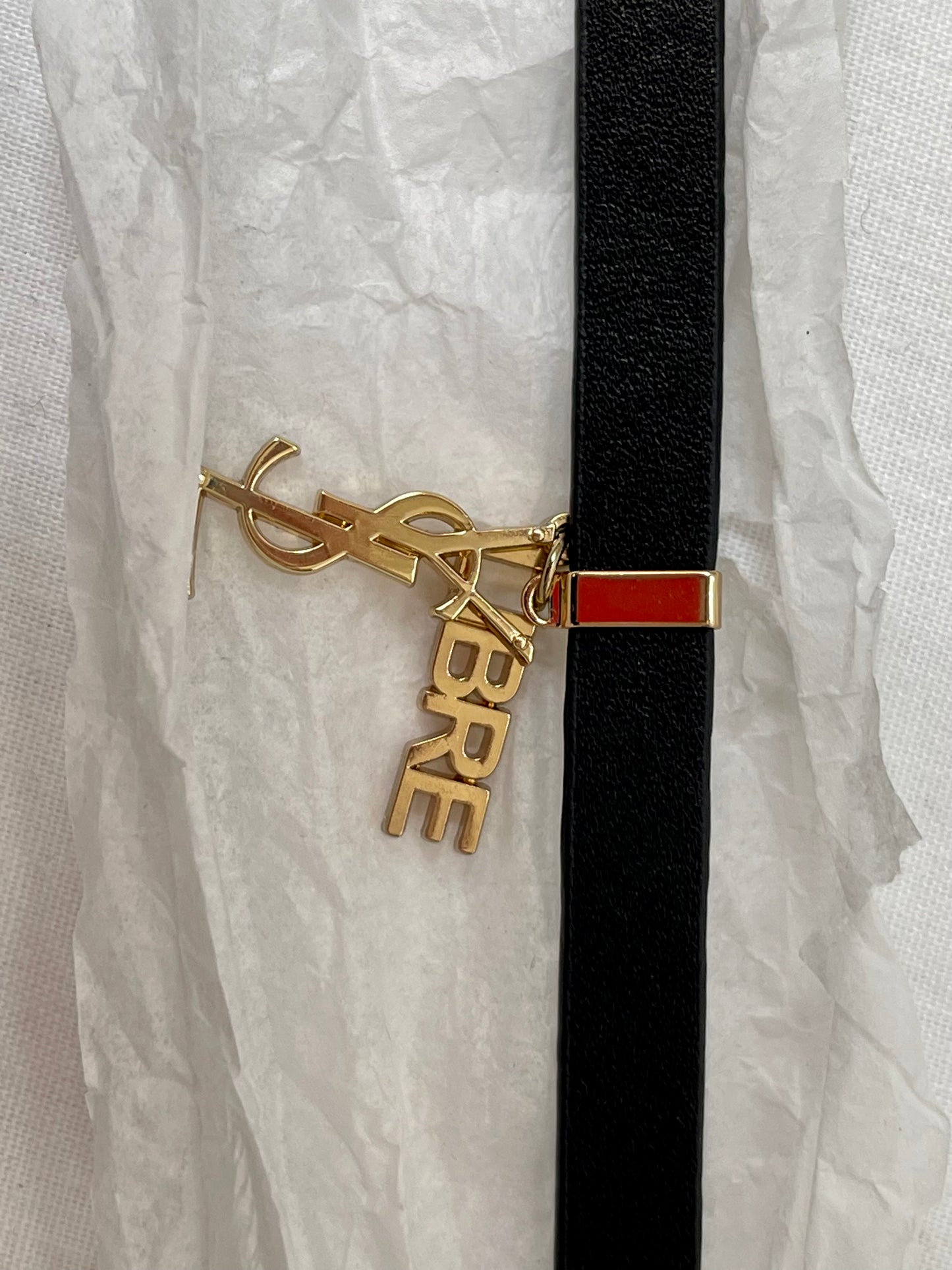 Black Leather Gold Charms  Yves Saint Laurent Parfums Bracelet