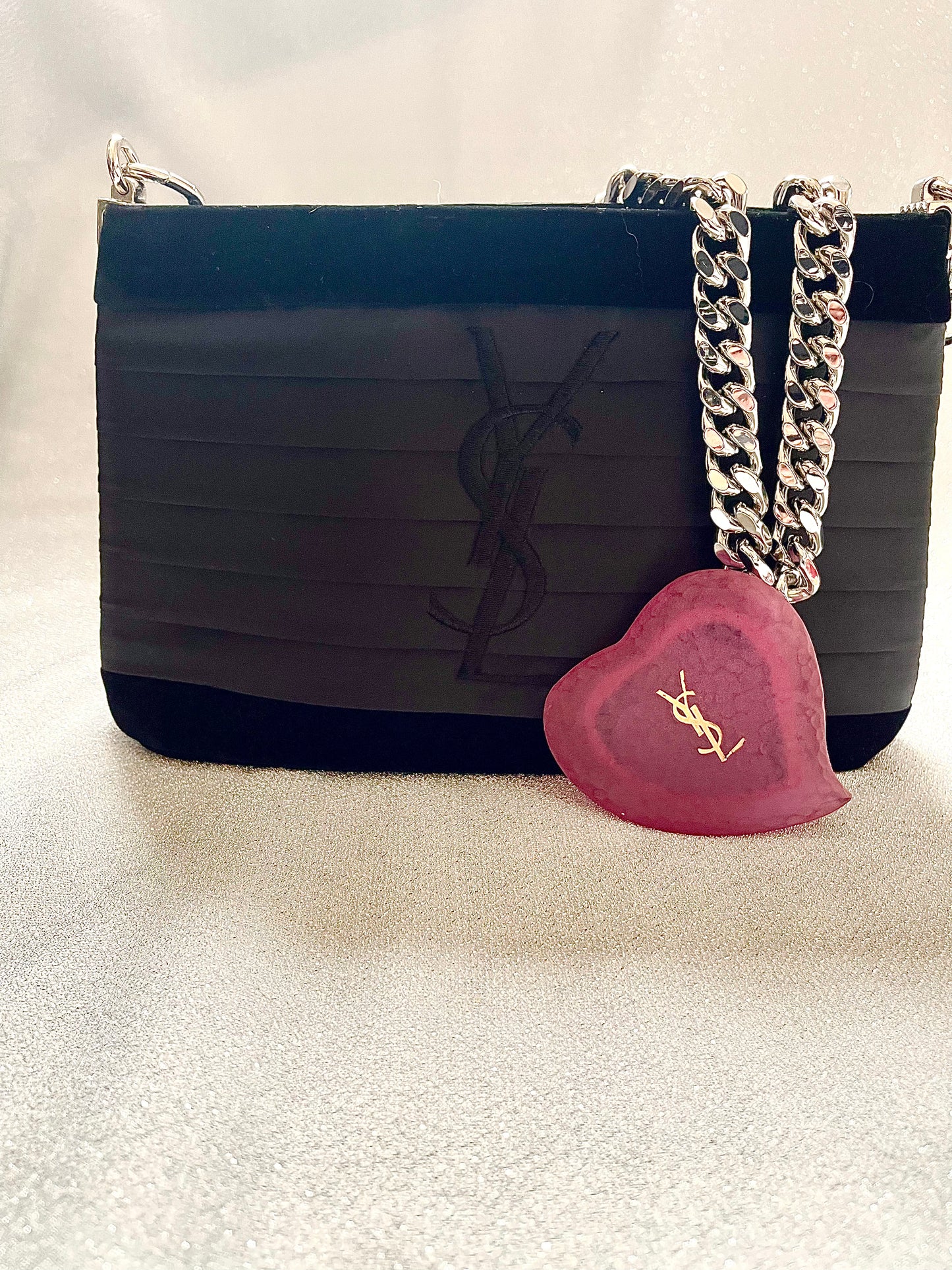 Black Satin Velvet Yves Saint Laurent Bag