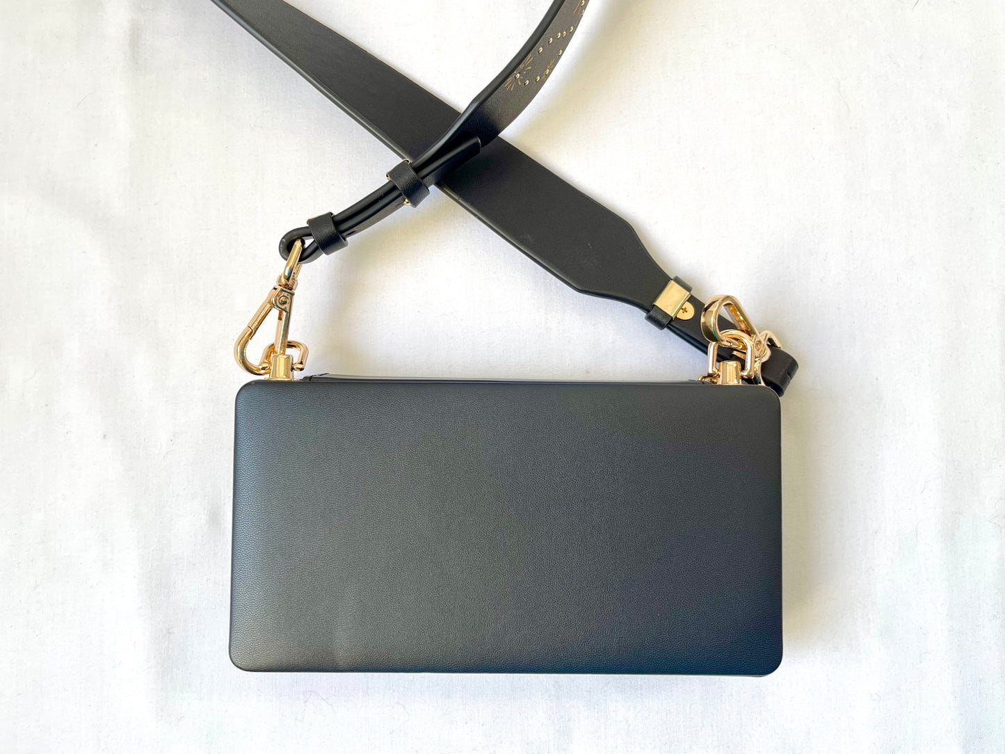 Navy synthetic leather clutch