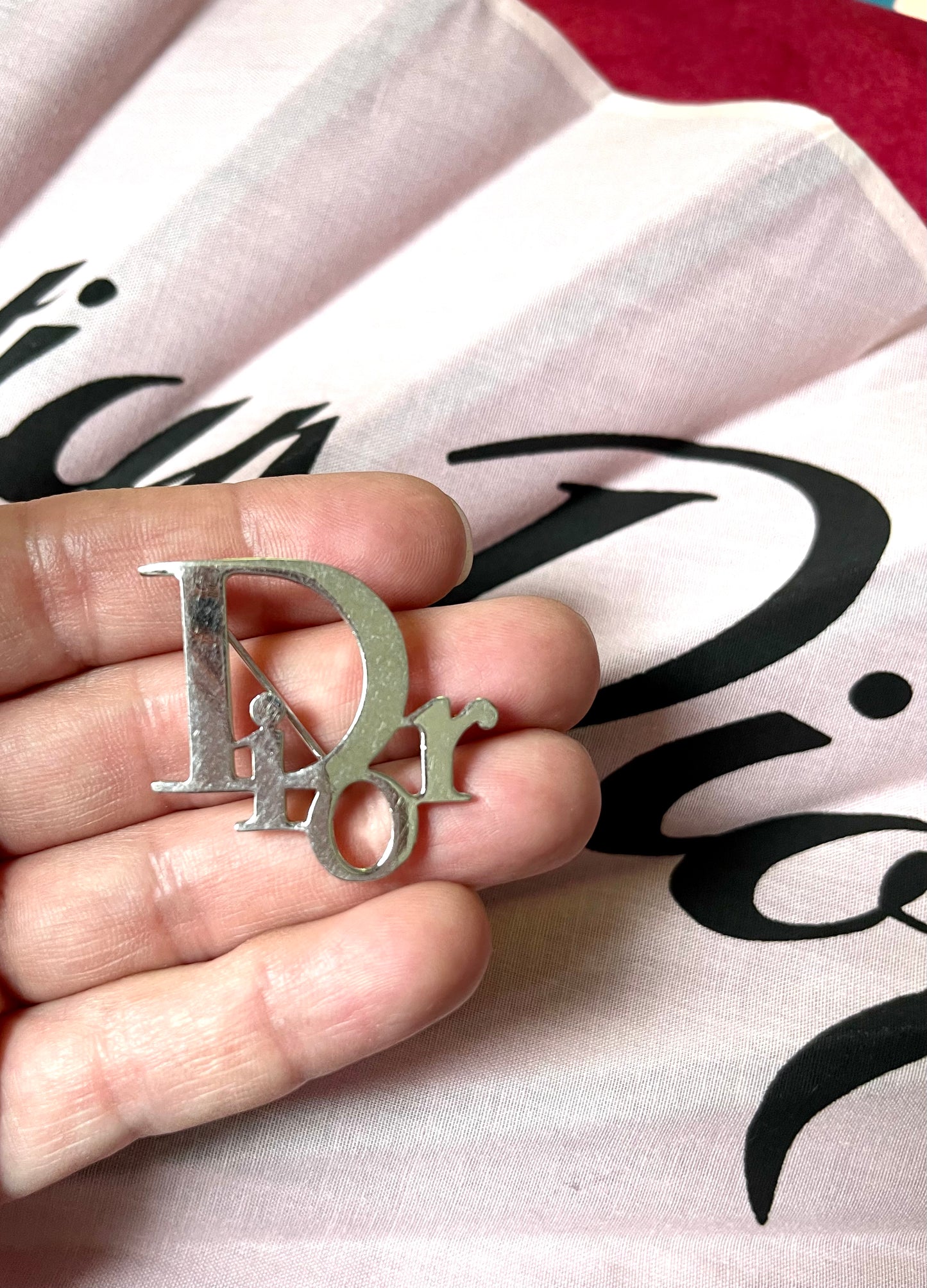 Silver Color Dior Classic Monogram Brooch