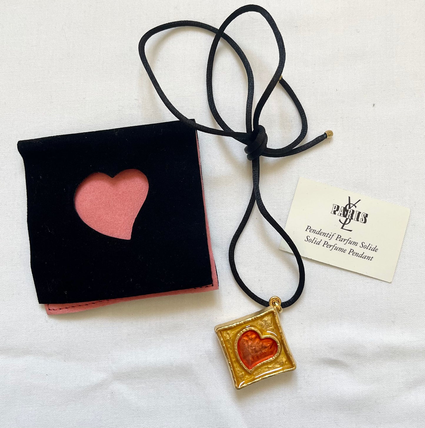 YSL Heart Solid Vintage Opium Perfume Pendant Necklace